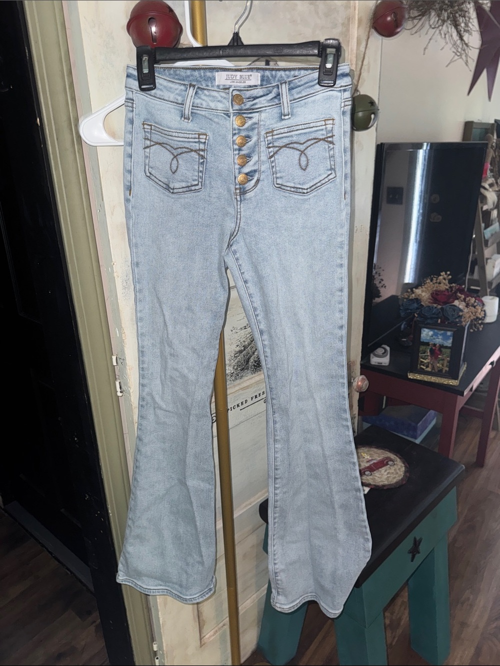 Judy Blue Light Wash High-Rise Button-Fly Flare Jeans
